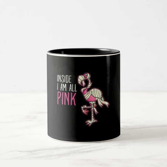 Inside I Am All Pink Flamingo | Funny Flamingo Two-Tone Coffee Mug (Center)