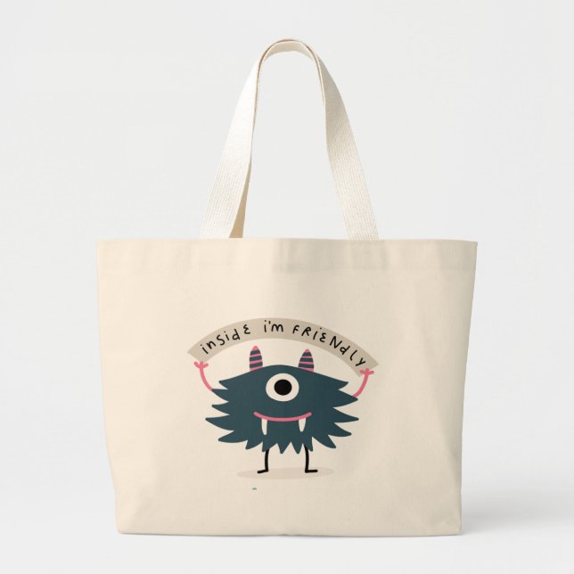 INSIDE I'M FRIENDLY HAPPY MONSTER DIY NAME Tote (Front)