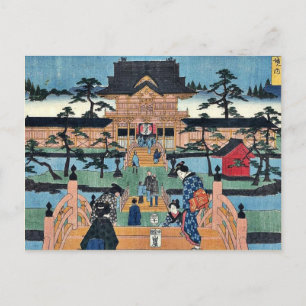 Inside Kameido Tenmangu shrine by Ando, Hiroshige Postcard