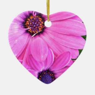 Inside of Pink Purple Gerbera Daisy Flower Nature Ceramic Ornament