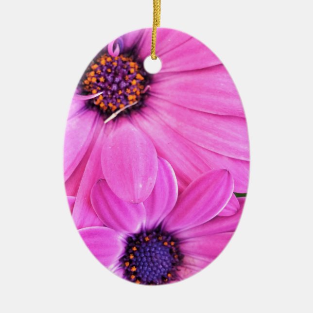 Inside of Pink Purple Gerbera Daisy Flower Nature Ceramic Ornament (Front)