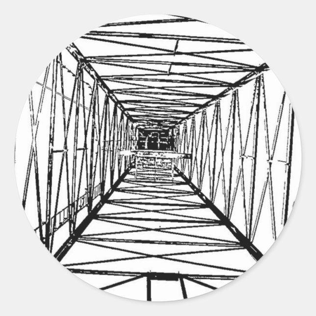 Inside Oil Drill Rig Sketch Classic Round Sticker (Front)