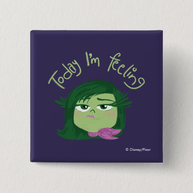 Inside Out 2 Today I’m Feeling Disgust Graphic Inch Square Button (Front)