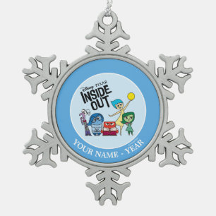 Inside Out   Characters and Inside Out Logo Snowflake Pewter Christmas Ornament