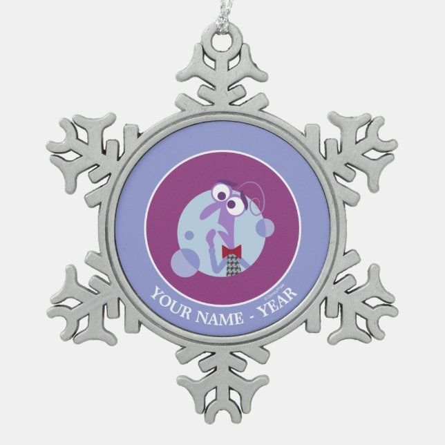 Inside Out | Fear Face Add Your Name Snowflake Pewter Christmas Ornament (Front)