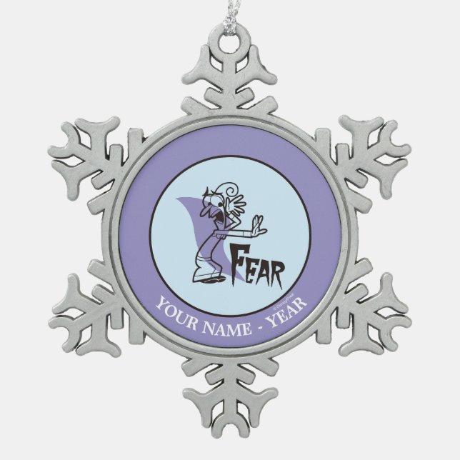 Inside Out | Fear With Hand Out Add Your Name Snowflake Pewter Christmas Ornament (Front)