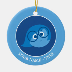 Inside Out Sadness Face Add Your Name Ceramic Ornament
