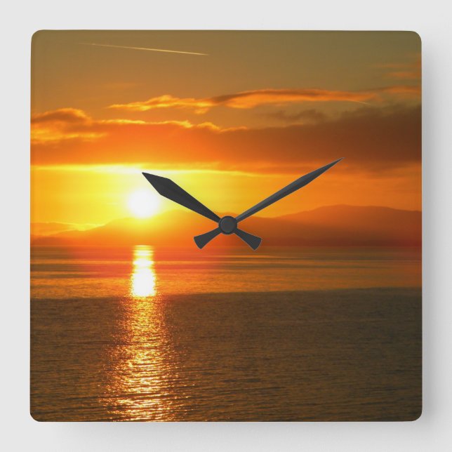 Inside Passage Sunset Square Wall Clock (Front)