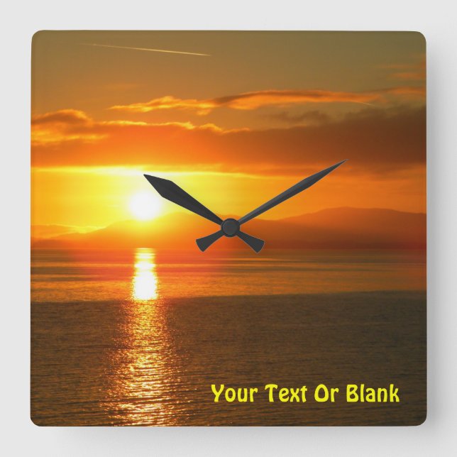 Inside Passage Sunset Square Wall Clock (Front)