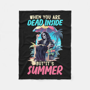 Inside Sarcastic Gothic Skeleton Halloween  Fleece Blanket