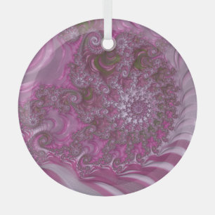 Inside the Pink Nautilus Shell Fractal Abstract Glass Ornament