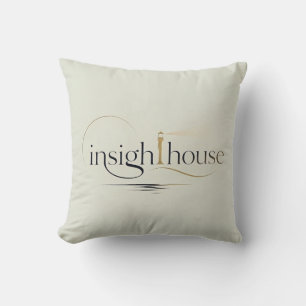 InsightHouse Minimalist Elegant Lighthouse Typogra Throw Pillow