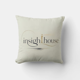 InsightHouse Minimalist Elegant Lighthouse Typogra Throw Pillow