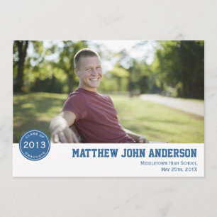 Insigne moderne Photo Graduation Invitation - Bleu