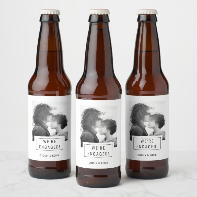 Insigne photo | FIANÇAILLES | Étiquette de bière | (Bouteilles)