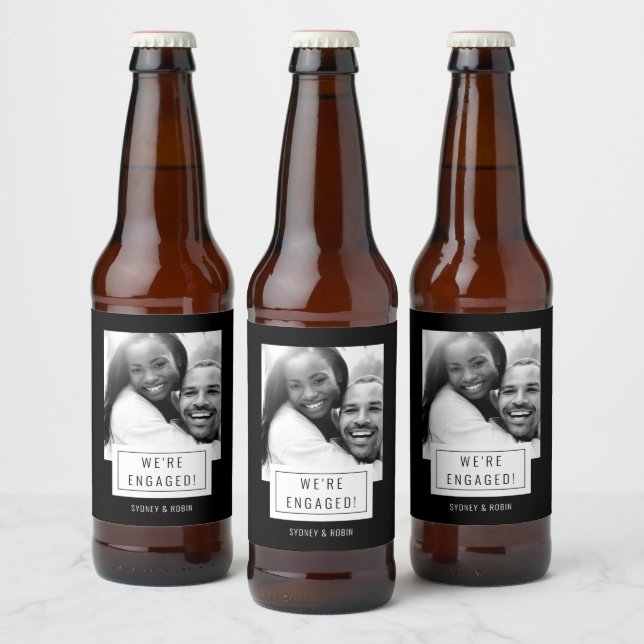 Insigne photo | FIANÇAILLES | Étiquette de bière | (Bouteilles)