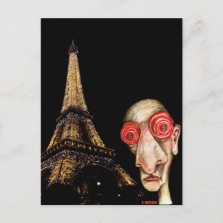 Insomniac Visits The Eiffel Tower Postcard
