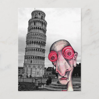 Insomniac Visits "The Leaning Tower of Pisa" Postcard