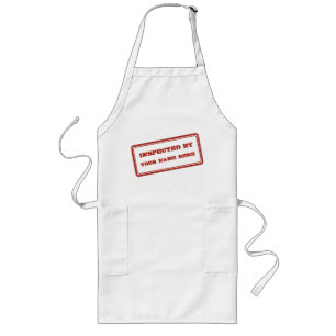 Inspected By Customizable Red Rubber Stamp Long Apron