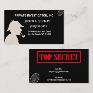 Inspecteur Cartes de visite d'enquêteurs privés