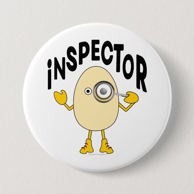Inspector Egghead Text 3 Inch Round Button (Front)