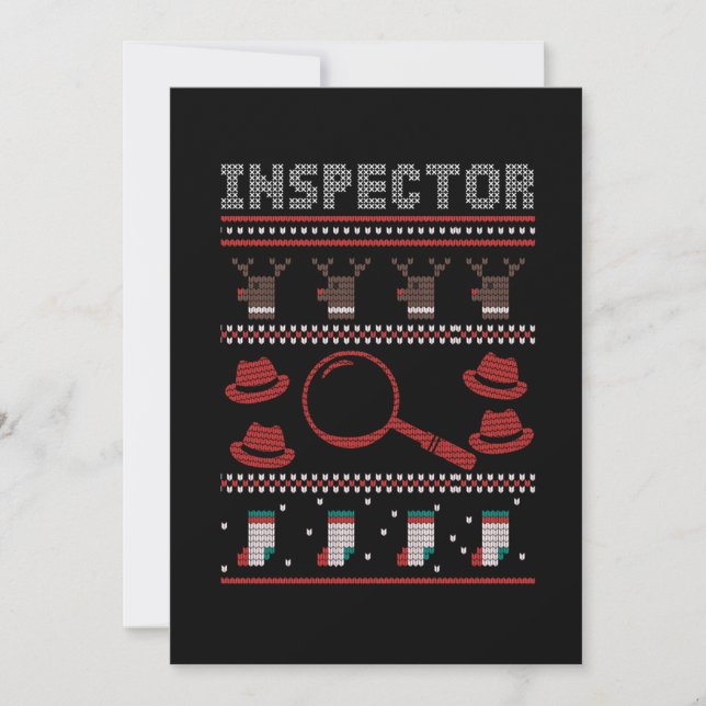 Inspector Investigator Ugly Christmas Sweater Gift Invitation (Front)