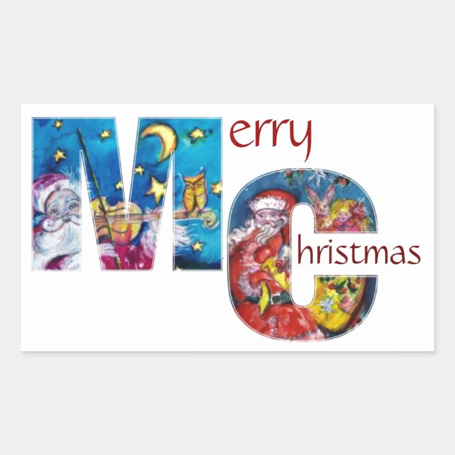 INSPIED SANTA  WITH CHRISTMAS GIFTS MONOGRAM STICKER (Front)