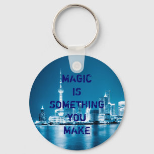 Inspiration hope quote city night keychain