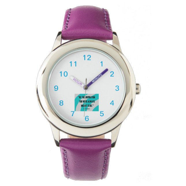 Inspiration Kid's Purple Leather Strap Watch (Front)