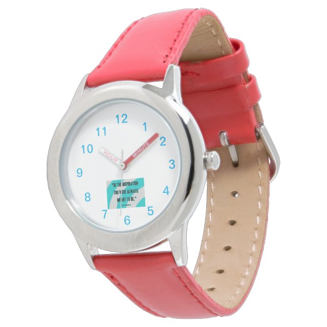 Inspiration Kid's Red Leather Strap Watch (Angled)
