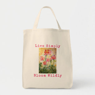 Inspiration Lotus Floral Art Grocery Tote Bag