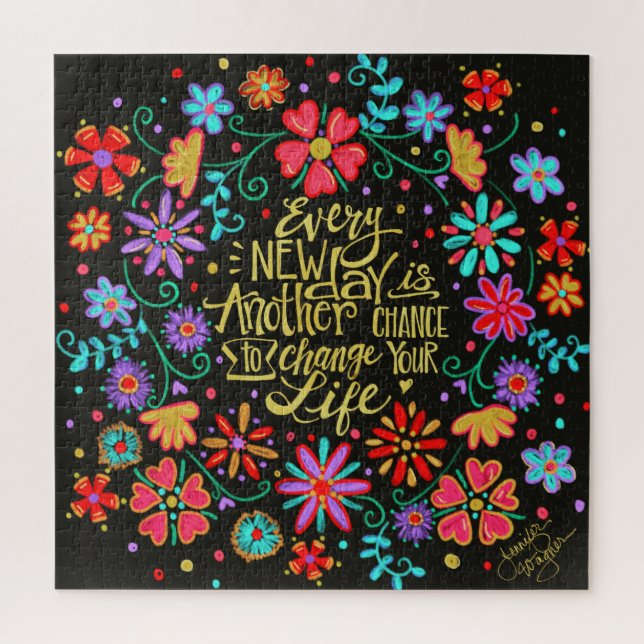 inspiration New Day New Chances Floral Inspirivity Jigsaw Puzzle (Vertical)