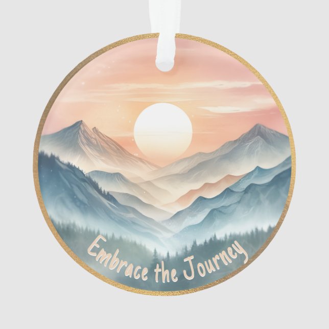 Inspiration Quote Embrace the Journey Watercolor  Ornament (Back)