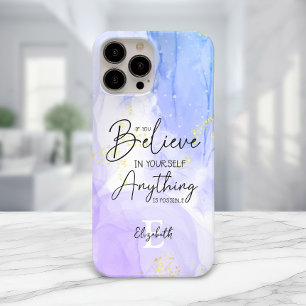 Inspiration quotes Purple Alcohol Ink Monogram Case-Mate iPhone 14 Case