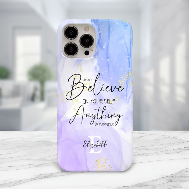 Inspiration quotes | Purple Alcohol Ink | Monogram Case-Mate iPhone Case (Creator Uploaded)