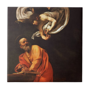 Inspiration Saint Matthew Caravaggio painting art Tile