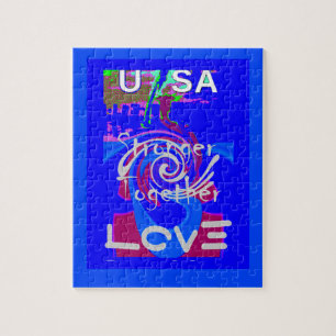 Inspiration USA We Are Stronger Together With Love Jigsaw Puzzle