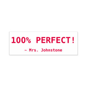 Inspirational "100% PERFECT!" + Custom Tutor Name Self-inking Stamp
