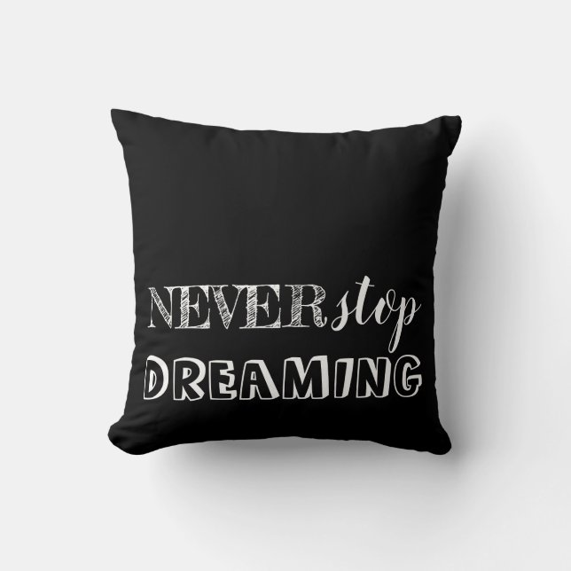 Inspirational 3 Word Quote Black White Reversible Throw Pillow (Front)
