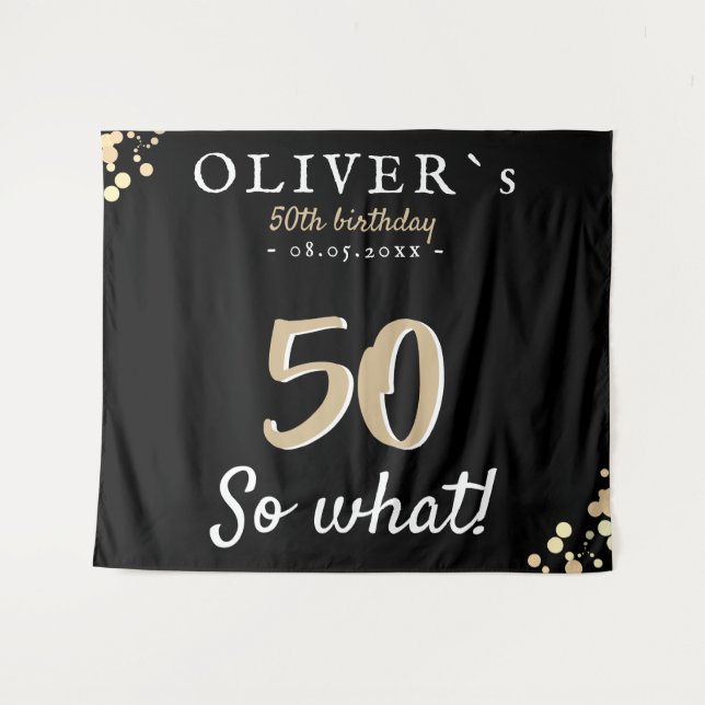Inspirational 50th Birthday Party Backdrop Tapestry (Front (Horizontal))
