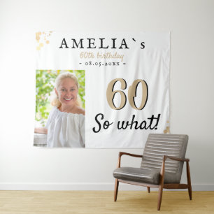 Inspirational 60th Birthday Photo Backdrop Tapestry