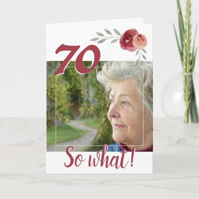 Inspirational 70th Birthday Floral Photo Card (Front)