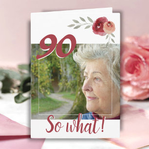 Inspirational 90th Birthday Floral Photo Card