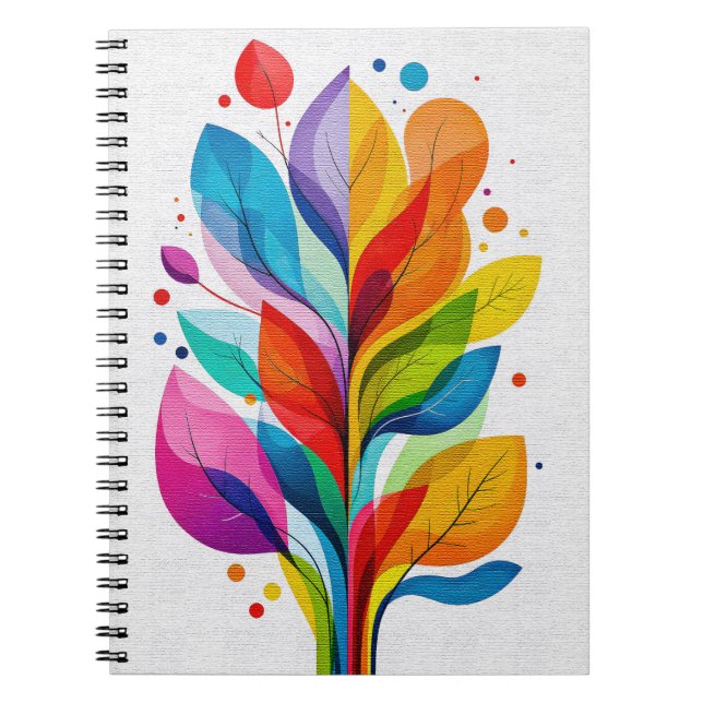 Inspirational Abstract Colourful Tree Painting Notebook (Front)