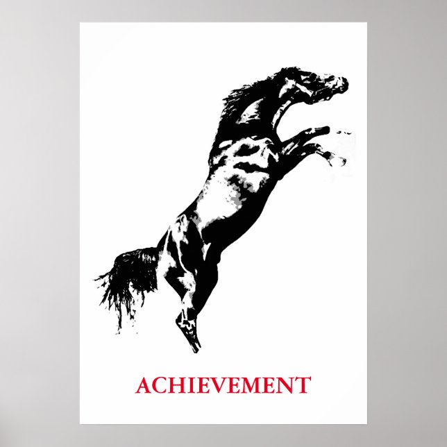 Inspirational Achievement Black White Horse Poster (Front)