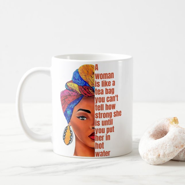 Inspirational African American Woman With Quote Coffee Mug (With Donut)