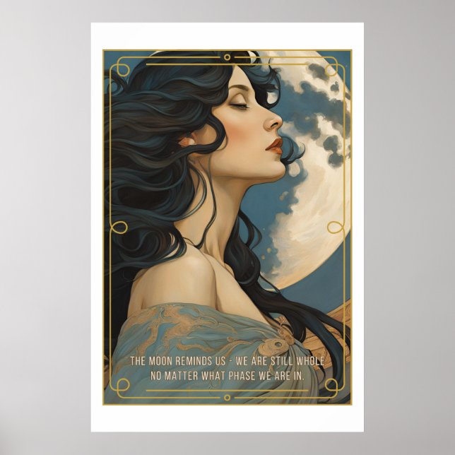 Inspirational AI Generated Woman and Moon Poster (Front)