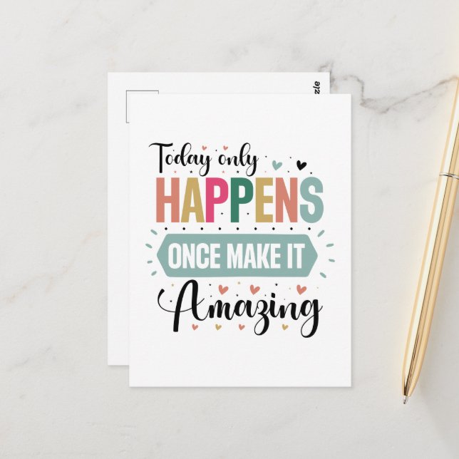 Inspirational amazing day word art  postcard (Front/Back In Situ)