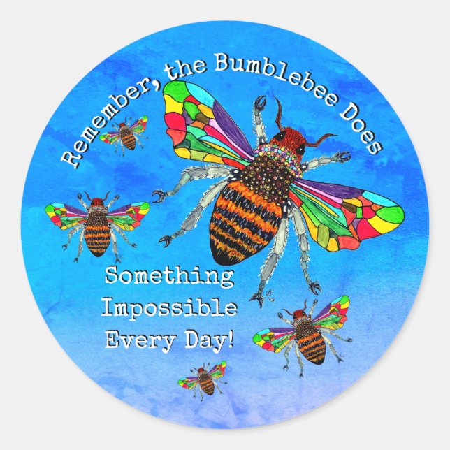 Inspirational and Colourful Bumble Bee Sticker (Front)