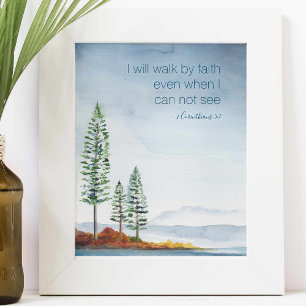 Inspirational and Spiritual Watercolor Mountains Poster